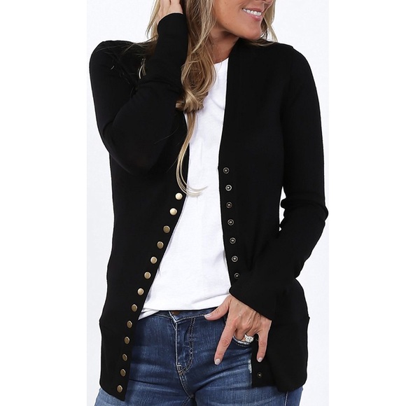 Long Sleeve Cardigan Sweater Button Down Knit - Picture 4 of 6